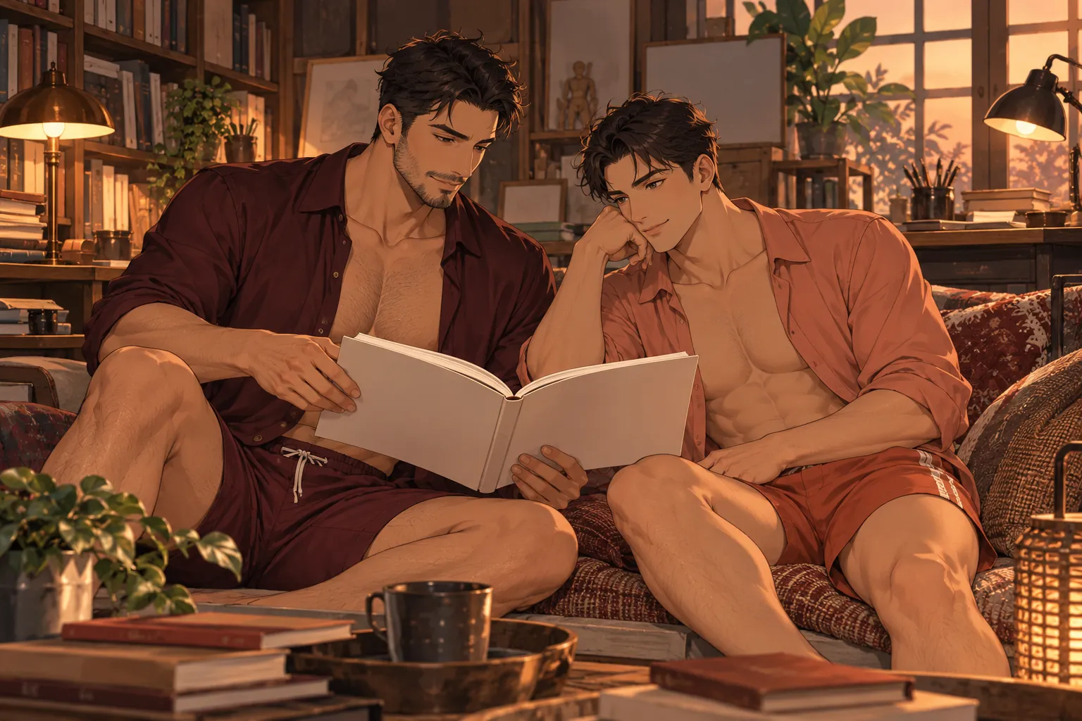 Ilustración editorial de Hentai yaoi: opciones para ficción BL